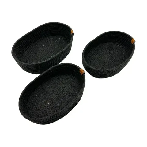 Luna Cucina Schwarzes Jute Oval Organizer Set - 3 Teile, 29 cm