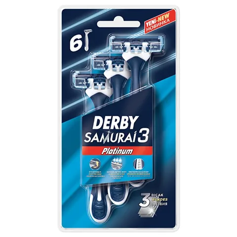 Derby Samurai 3 Platinum Rasierer Set - 6-teiliges