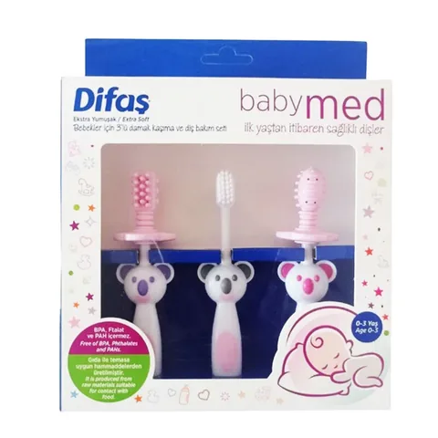 Difaş Babymed Pink Gum Massager and Dental Care Set