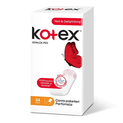 Kotex فوط كوتكس الصحية الرقيقة غير المعطرة ٣٤ قطعة للراحة