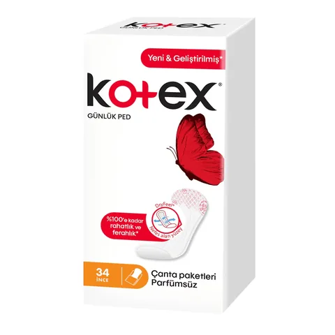 Kotex فوط كوتكس الصحية الرقيقة غير المعطرة ٣٤ قطعة للراحة