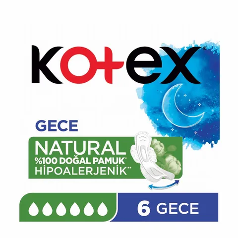 Kotex Natural Hygienic Pads Night 6 pcs