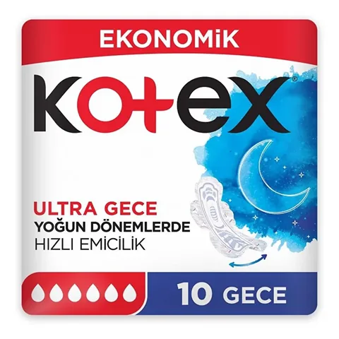 Kotex فوط صحية مزدوجة من كوتكس ألترا ليلية، عبوة من 10 قطع