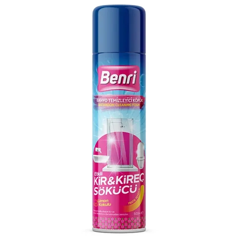 Benri 500ml Badezimmerreiniger Schaum - Schnelle Wirkung, Zitronenfrisch