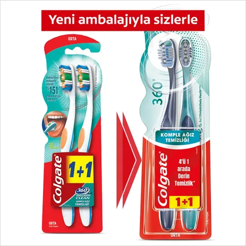 Colgate 360 complete Oral Cleaning Toothbrush 1+1 - Medium