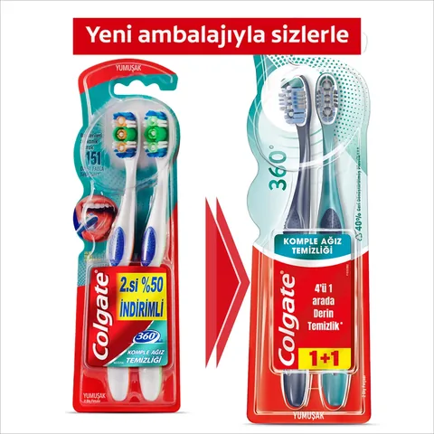 Colgate 360 Complete Oral Cleaning 1+1 Soft Toothbrush