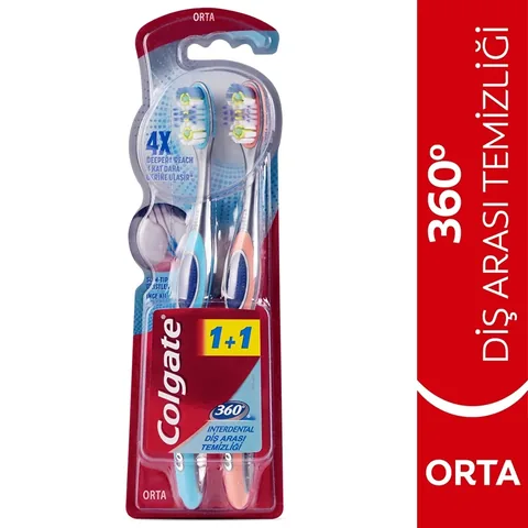 Colgate 360 interdental Medium Toothbrush 1+1