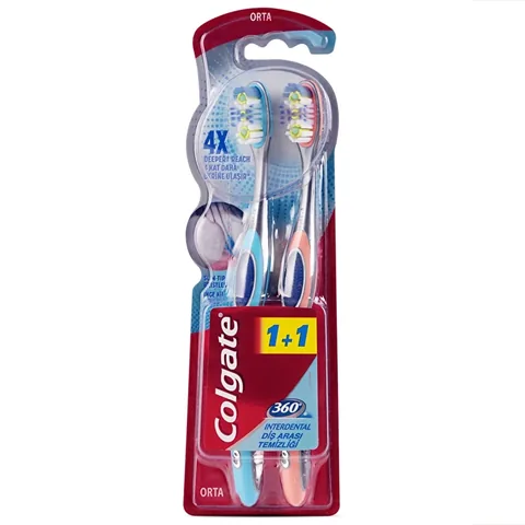Зубная щетка Colgate 360 межзубная средняя 1+1