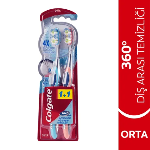 Colgate 360 interdental Medium Toothbrush 1+1