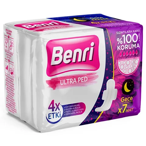 Benri Night Sanitary Pads - Ultra-Absorbent &amp; Leak-Proof 7 Pack
