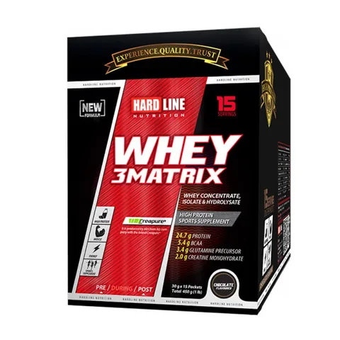 Hardline هاردلاين واي 3 ماتريكس فراولة 30 جم × 15 قطعة 450 جم