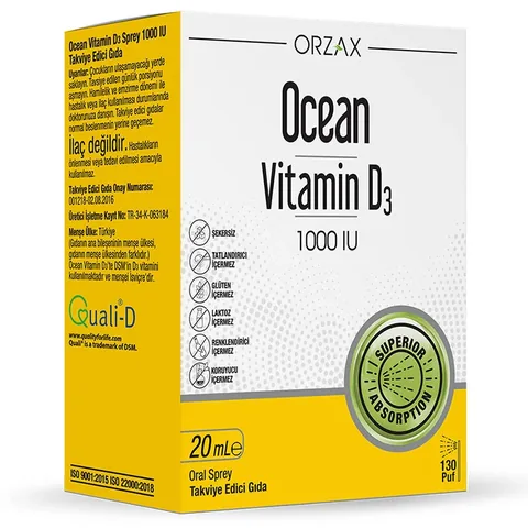 Orzax بخاخ أورزاكس أوشن فيتامين د3 1000 وحدة دولية 20 مل