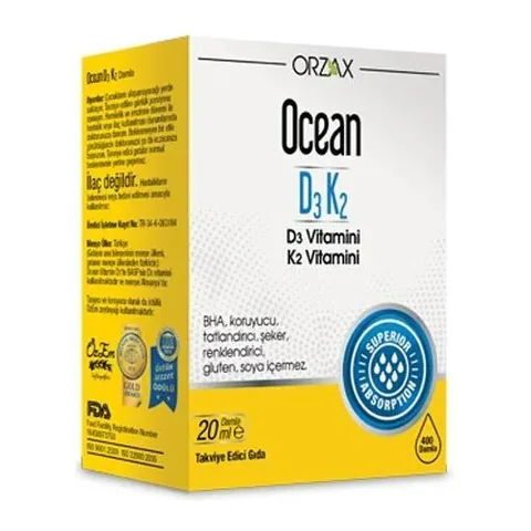 Orzax قطرات فيتامين أورزاكس أوشن د3 ك2 20 مل
