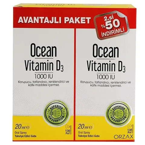 Orzax Ocean Vitamin D3 1000 IE Flüssigkeit - 2 x 20 ml