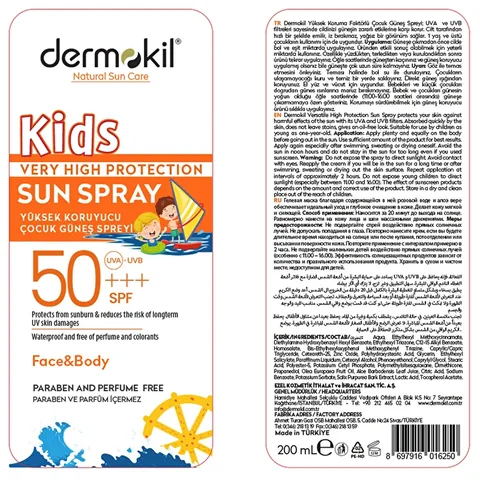 Dermokil Kids Spf 50+ Face And Body Sun Spray 200 ml