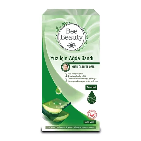 Восковые полоски для лица с алоэ вера для сухой кожи 24 шт от Bee Beauty