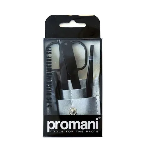 Promani 5-teiliges schwarzes Maniküre-Set für perfekte Nagelpflege
