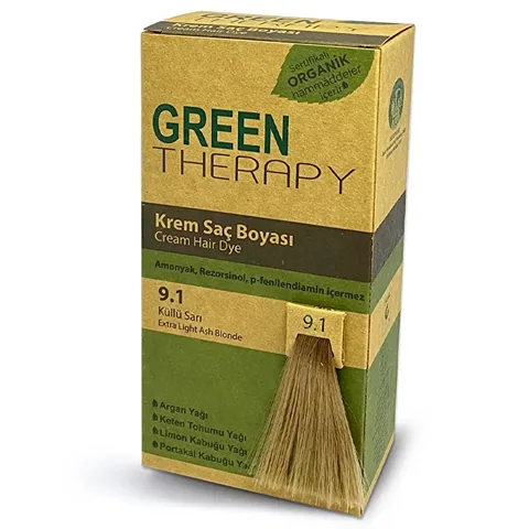Green Therapy Hair Dye Cream 9.1 ashy Blonde