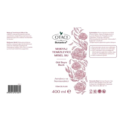 Otacı Rosenwasser natürliche micellare Make-up Entferner 400ml