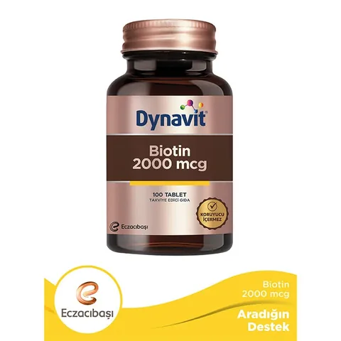 Dynavit Biotin 2000 mcg - Gesunde Haare, Haut & Nägel (100 Tabletten)