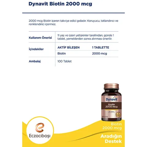 Dynavit دينافيت بيوتين 2000 ميكروغرام 100 قرص