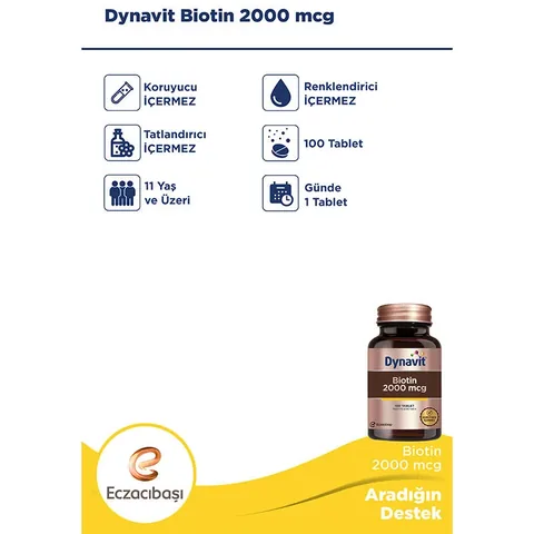 Dynavit دينافيت بيوتين 2000 ميكروغرام 100 قرص
