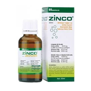 Zinco Food Supplement Containing Herbal Oils and Zinc 30 ml