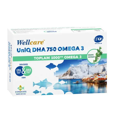 Уникальный DHA 750 Омега-3 Рыбий жир 30 капсул от Wellcare