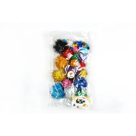Lino Pompom Glitzer Bastelset - 40 gemischte metallische Bälle