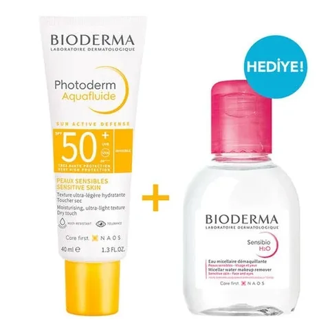 Биодерма Фотодерм Аквафлюид SPF50+ 40 мл Сенсибио H2O 100 мл Подарок