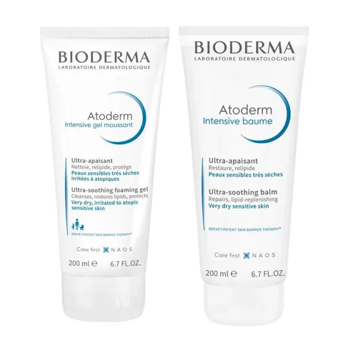 Bioderma Atoderm Balsam & Reiniger Set für trockene Hautpflege