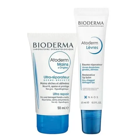 Крем для рук Bioderma Atoderm 50 мл + бальзам для губ Atoderm 15 мл