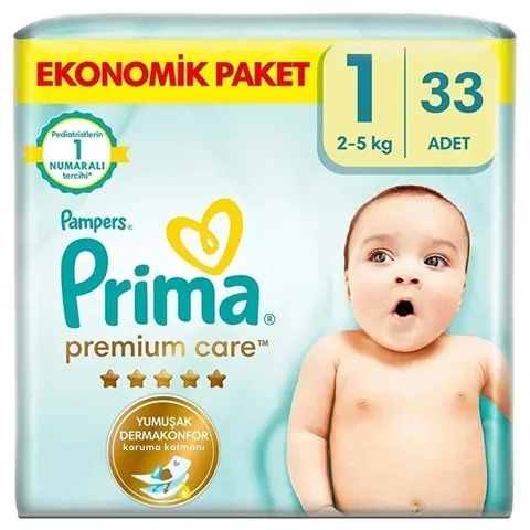 Памперсы Prima Baby Premium Care Размер 1 Новорожденные 33 шт.