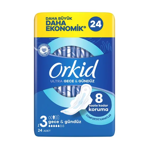 Orkid فوط أوركيد الصحية الليلية والنهارية (مقاس 3) 24 قطعة