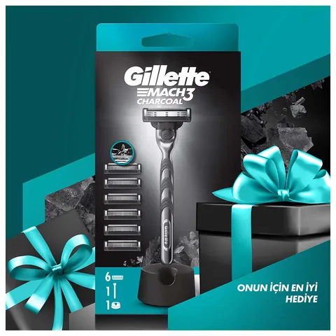 Gillette M3 charcoal Razor + Spare Blade Set