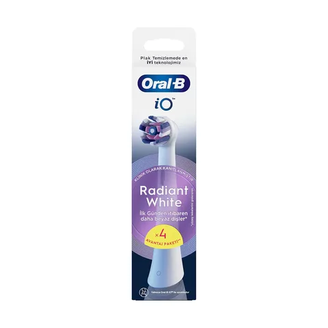 Oral-B رأس بديل لفرشاة الأسنان أورال-بي آي أو راديانت وايت القابلة لإعادة الشحن، أبيض، 4 قطع