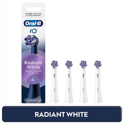 Oral-B رأس بديل لفرشاة الأسنان أورال-بي آي أو راديانت وايت القابلة لإعادة الشحن، أبيض، 4 قطع