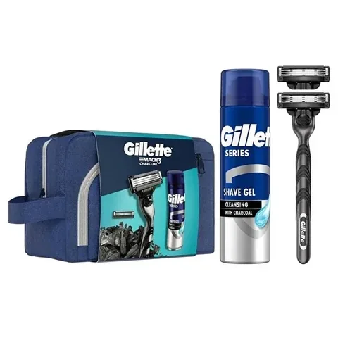 Набор бритвенных принадлежностей Gillette Mach3 с углем и гелем 200 мл
