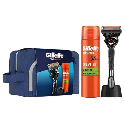 Подставка для бритвы Gillette Fusion ProGlide, гель и сумка 200 мл