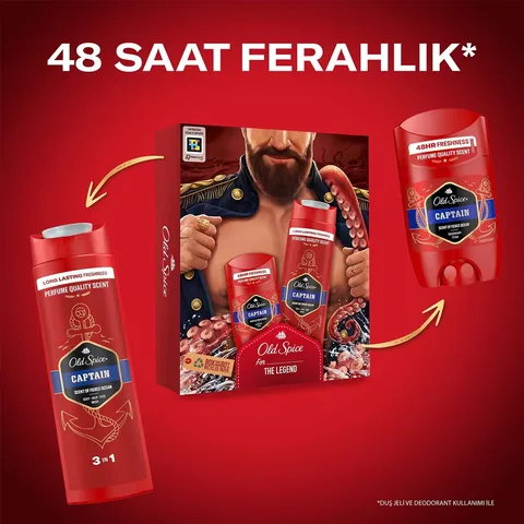 Набор подарочный Old Spice Капитан: Дезодорант-стик и гель для душа 3 в 1