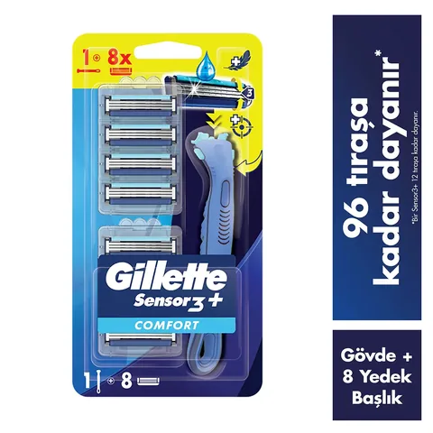 Gillette Sensor3+ Comfort 8-pcs Spare Blade Headed Razor