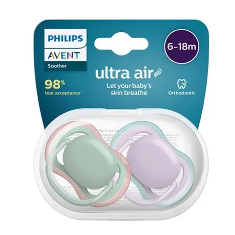 Avent Schnuller Set (2er-Pack) für 6-18 Monate - Verschiedene Farben