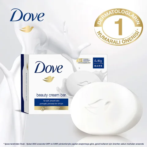 Dove صابون دوف بيوتي كريم الأصلي المرطب لبشرة ناعمة وملساء 4 × 90 جرام