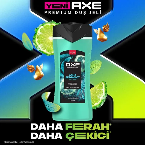 Axe Premium Collection Shower Gel Aqua Bergamot 3 in 1 body Hair Face 300 ml