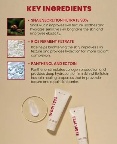 93% Snail and Rice Extract Cream 1988 - by K Secret 100ml