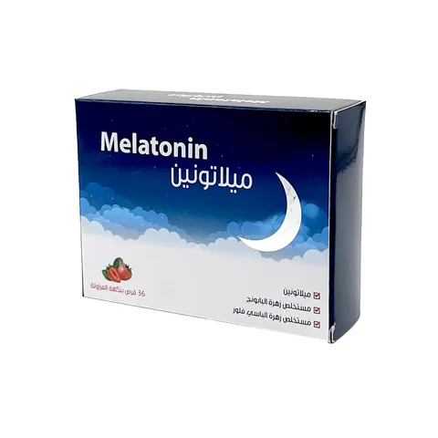 Two Bottles of Melatonin Dietary Supplement Sleep Tablets, Strawberry Flavor, 36 Pieces