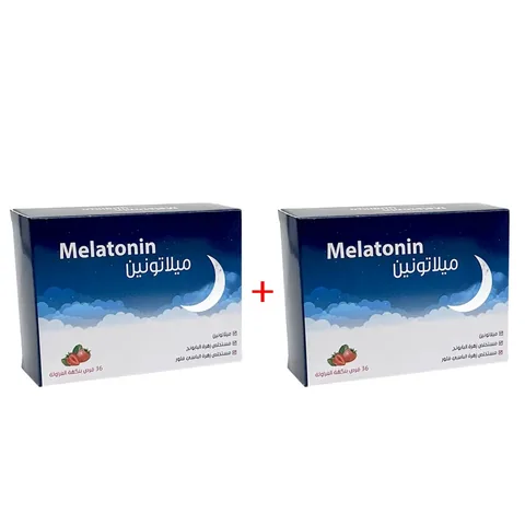 Two Bottles of Melatonin Dietary Supplement Sleep Tablets, Strawberry Flavor, 36 Pieces