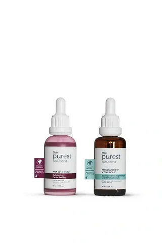 Akne- und Mitesser-Pflegeset: AHA/BHA Peeling & Porenserum