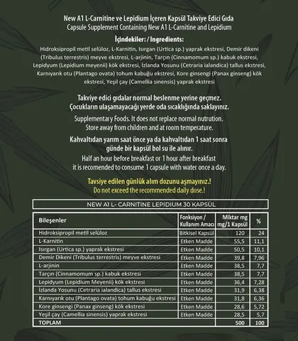 Hhs - A1 l Carnitine Lepidium Diet Herbal Capsule