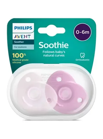 Соска-пустышка Philips Avent Soothie 0-6 месяцев - розовая